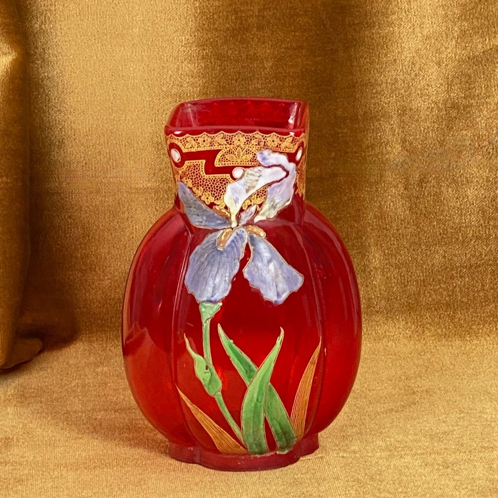 Vase Legras En Verre Rouge Grenadine  émaillé  Début XXe-photo-1