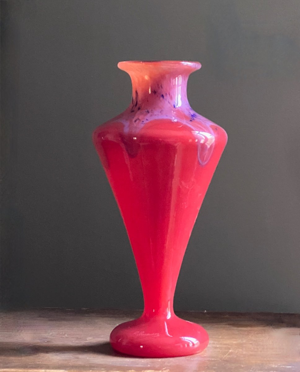 Vase Schneider - Décor Jade Vers 1925,  Hauteur 35cm 