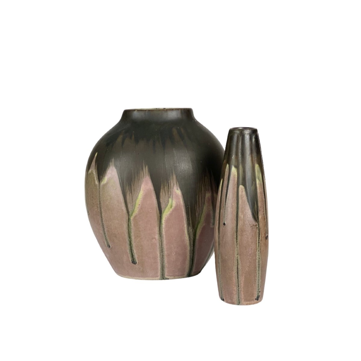 Gilbert Métenier : Duo Of Art Deco Stoneware Vases