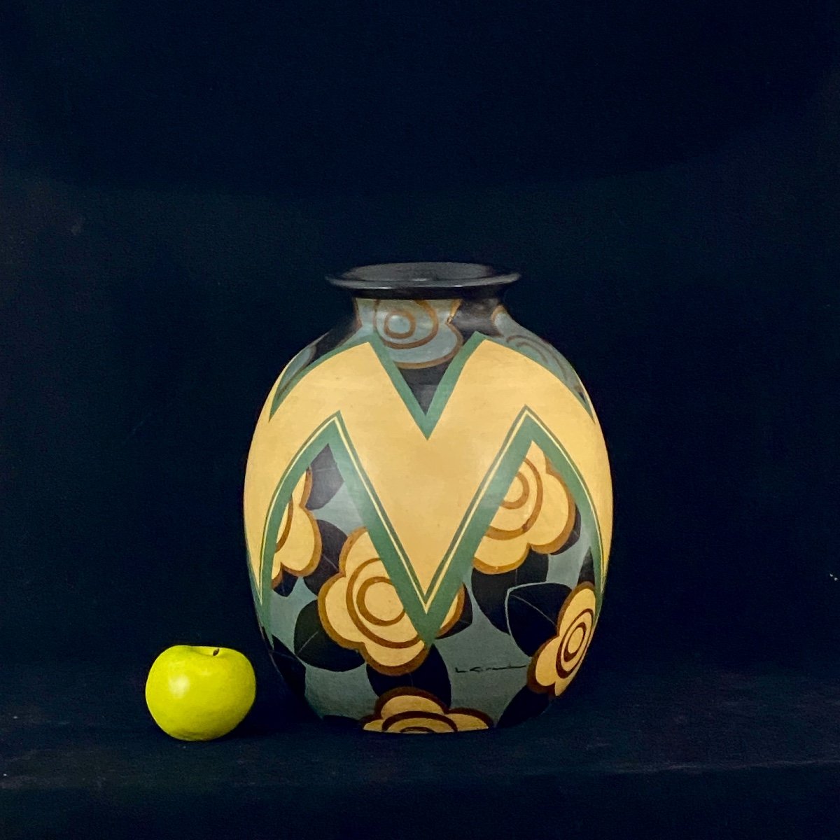 Grand Vase Art Déco de Louis Giraud, Vallauris Vers 1930-photo-2