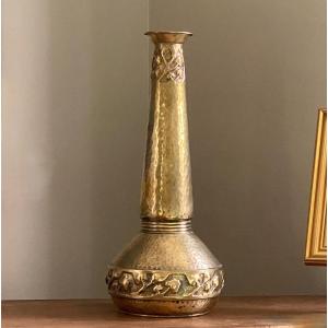 Large Jugendstil Vase (52cm) In Brass By Walter Scherf, Osiris Isis 1900