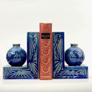 Pierrefonds Stoneware Bookends Art Deco 1930s