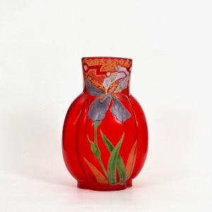 Vase Legras En Verre Rouge Grenadine  émaillé  Début XXe