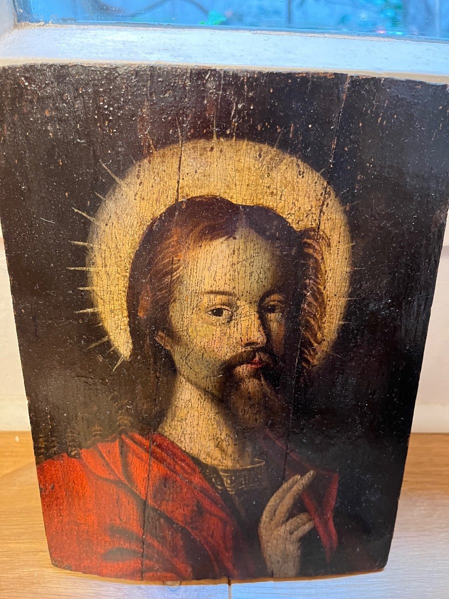 Portrait Du Christ sur panneau. xvii éme Siècle. Espagnol, France ?