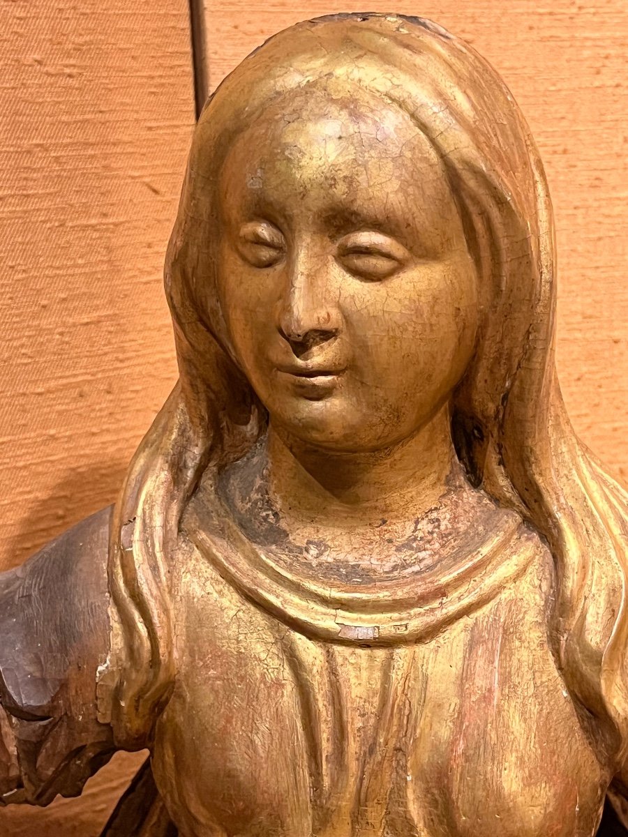 Beautiful Statue Of Mary Magdalene 18th Golden Wood -photo-2