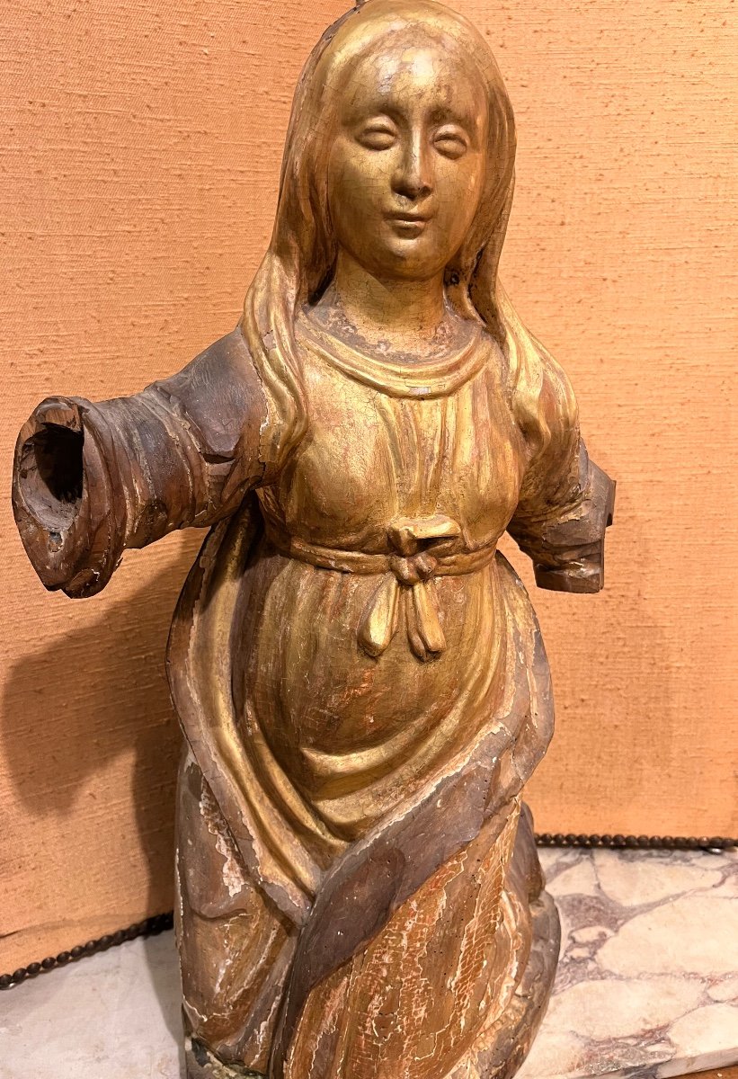 Beautiful Statue Of Mary Magdalene 18th Golden Wood 