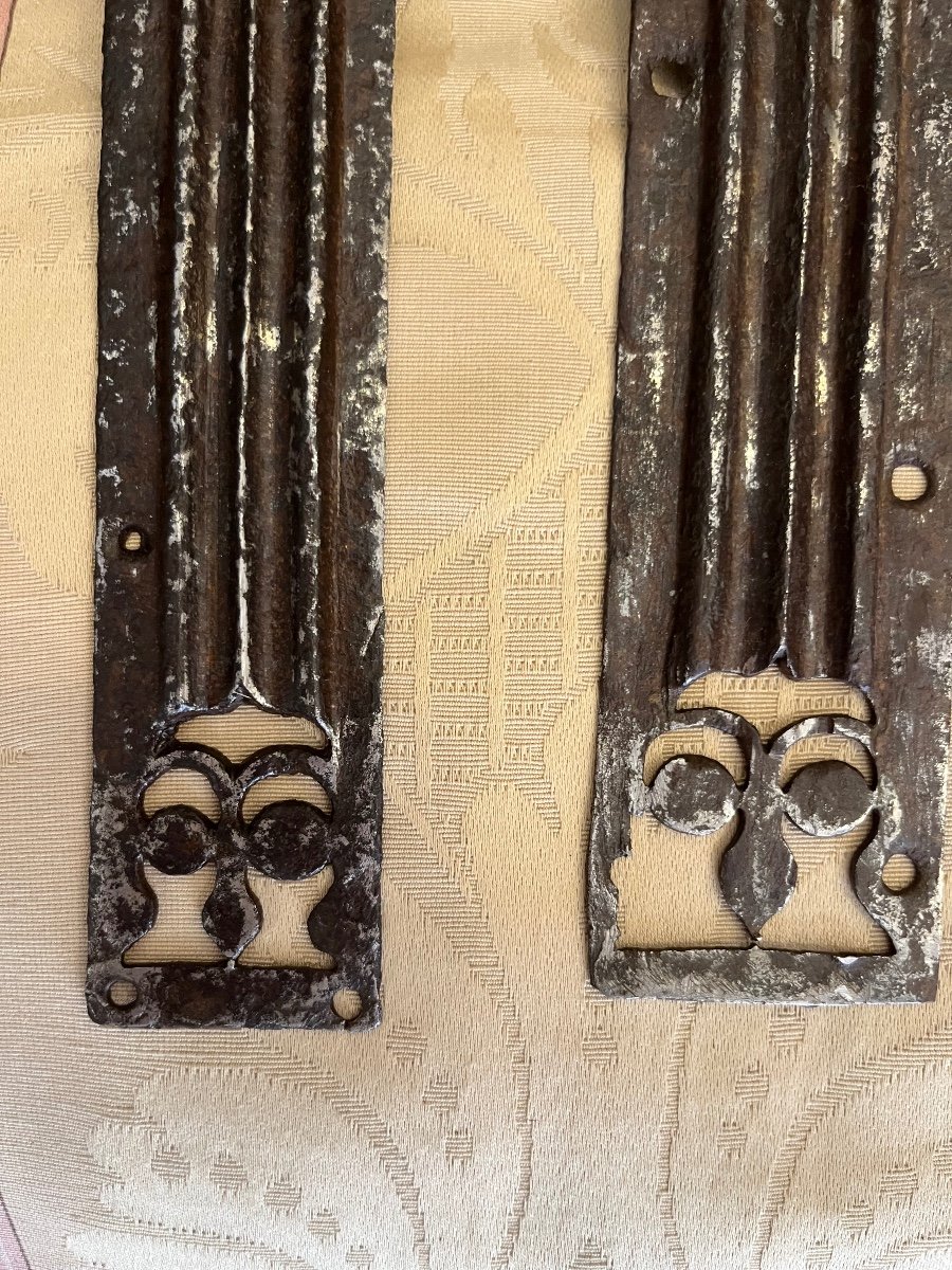 Two Hinge Elements, In Iron, Before The 16th Century.-photo-2