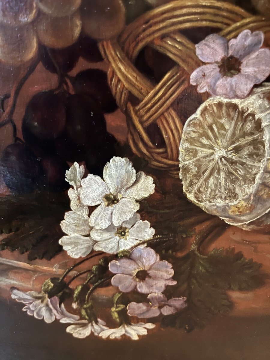 Belle Nature Morte, Huile Sur Bois, XIX éme Dans Le Goût Du XVII Eme-photo-1