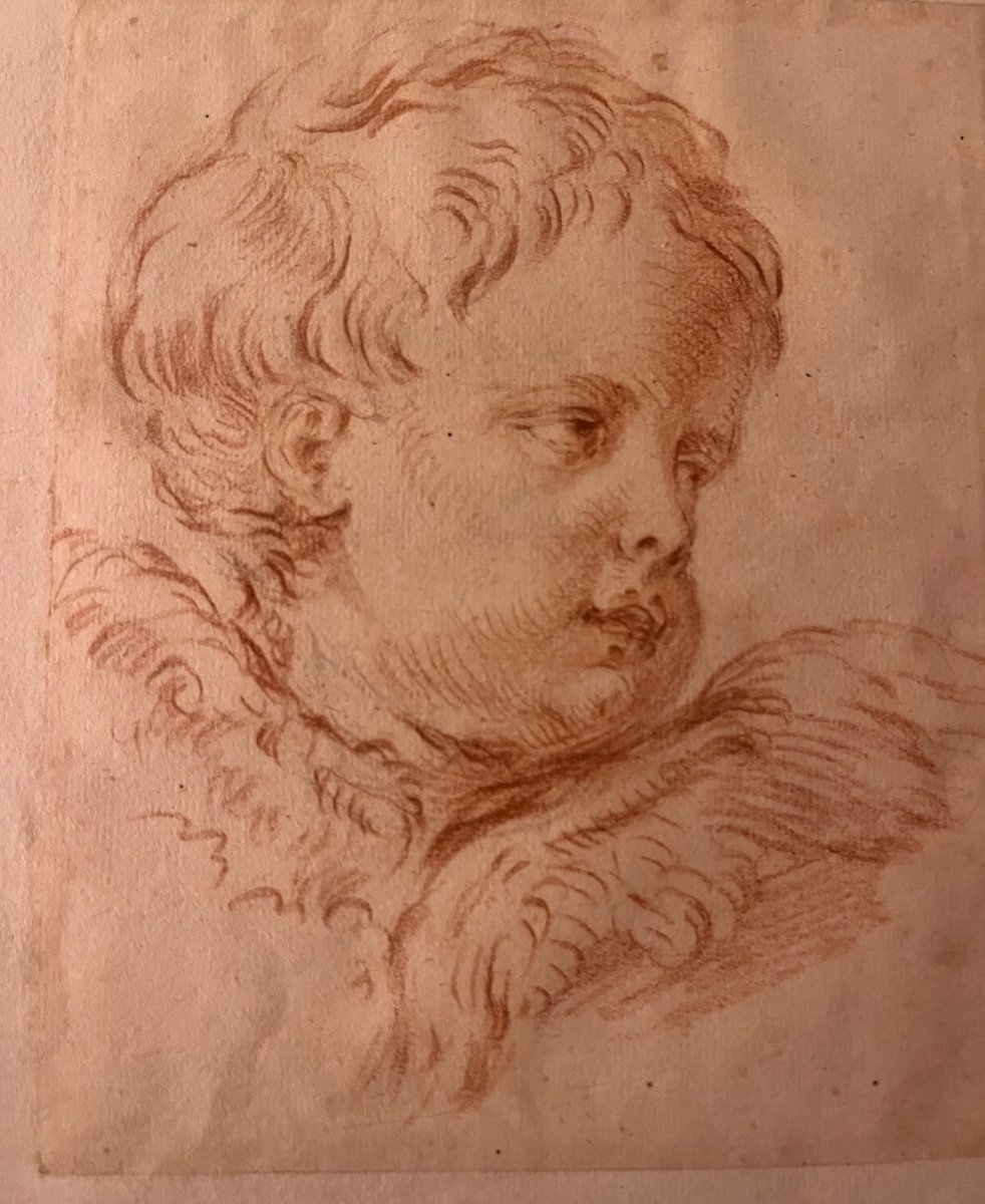 Dessin, Tête D’ânge, Sanguine. XVIII éme Siècle.