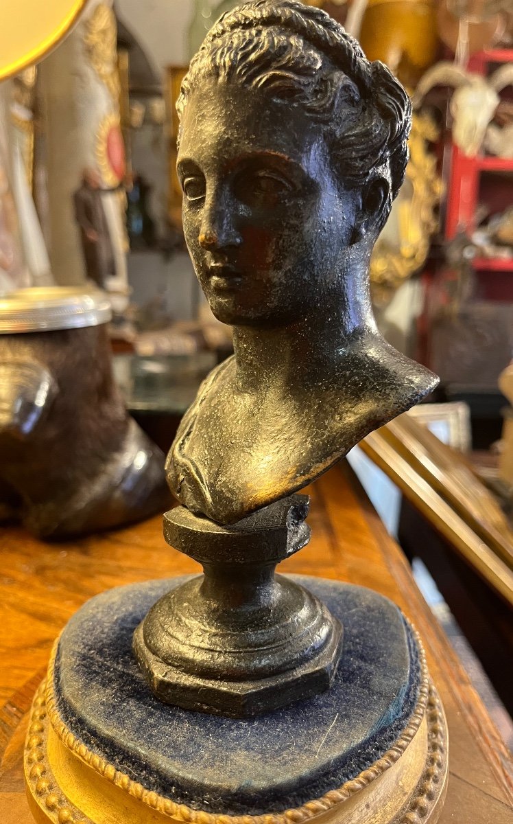 Bronze Bust Of A Young Man In The Antique Style. 19th Century.-photo-2