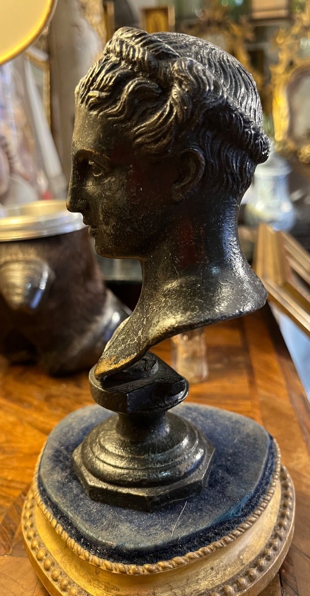 Bronze Bust Of A Young Man In The Antique Style. 19th Century.-photo-2