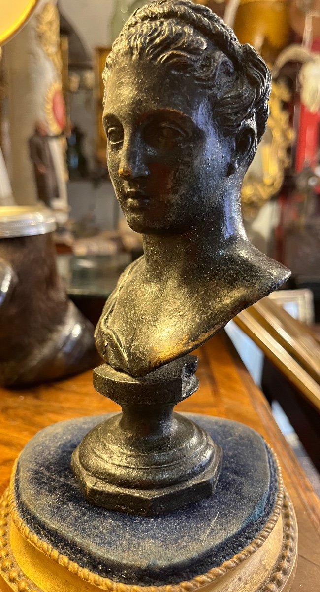 Bronze Bust Of A Young Man In The Antique Style. 19th Century.-photo-3