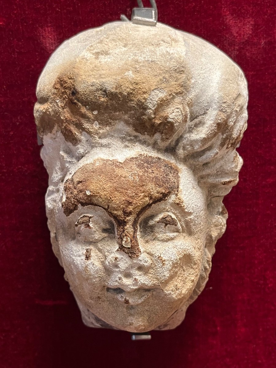 16th Century Stone Head, “indian” Hairstyle