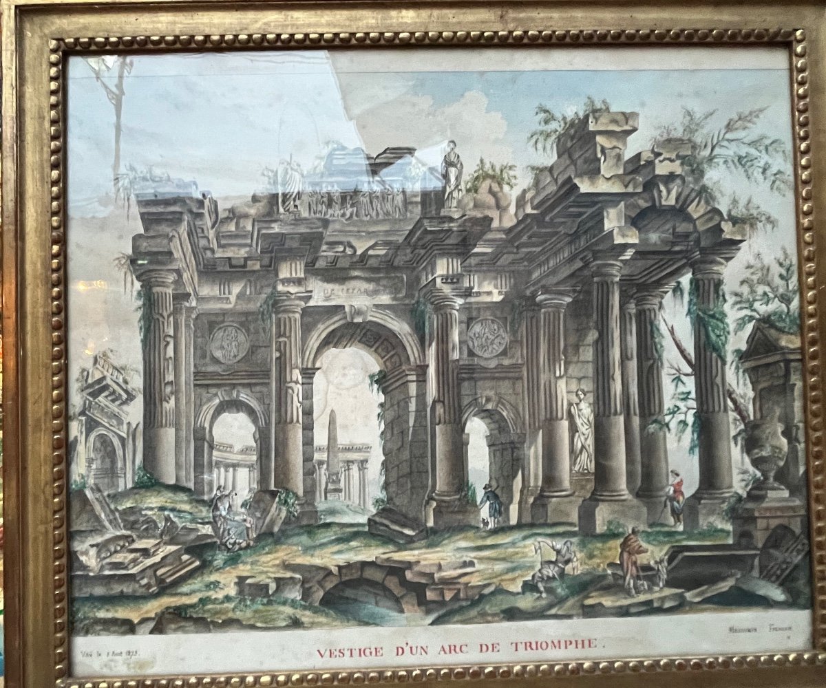 Large And Beautiful Drawing, In The Spirit Of Imaginary Views Of Ancient Roman Ruins.-photo-2