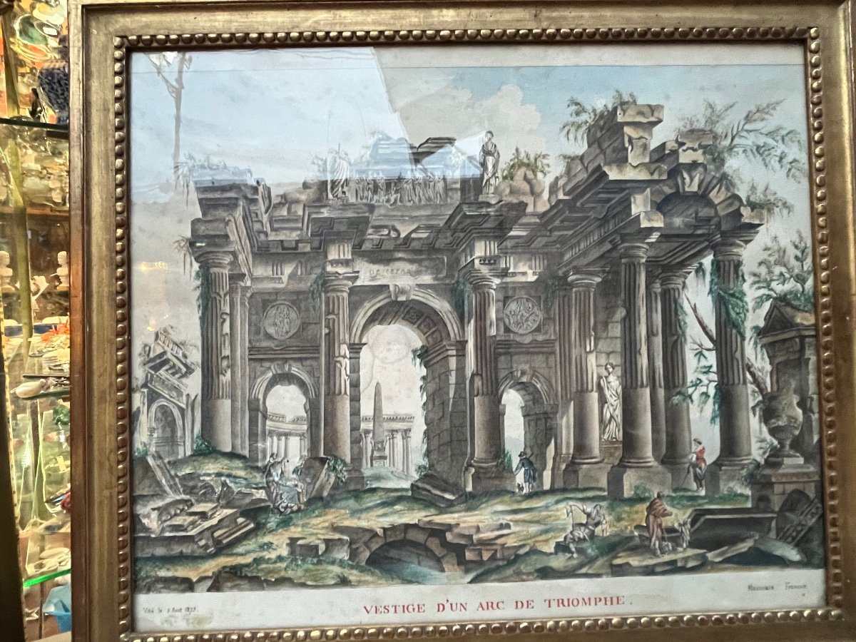 Large And Beautiful Drawing, In The Spirit Of Imaginary Views Of Ancient Roman Ruins.-photo-6