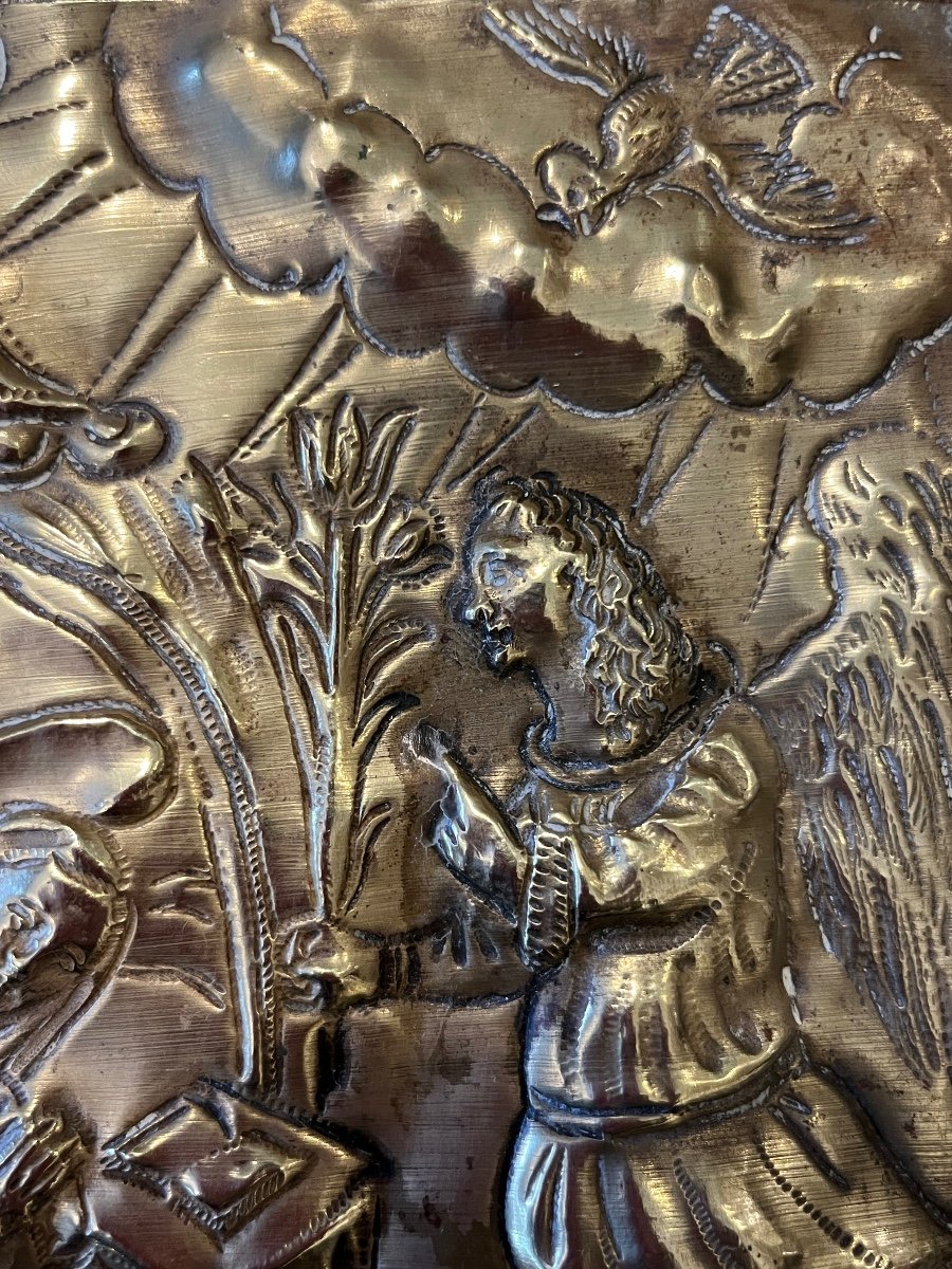 Beautiful Stamped Plaque “the Annunciation”, Popular Art, 17th.-photo-4