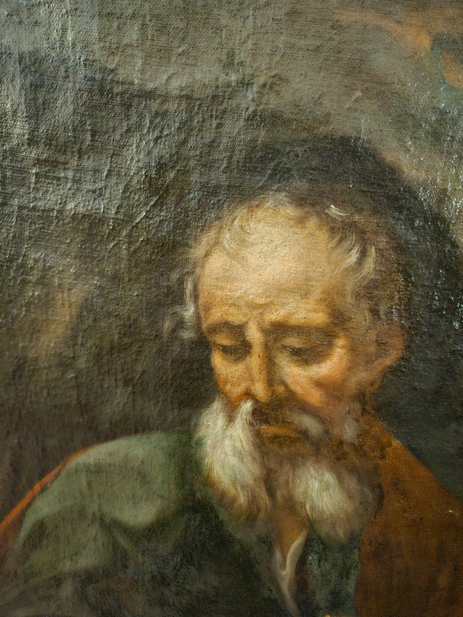 Large Oil On Canvas, St Paul, In A Landscape With His Sword, 17th Century.-photo-4