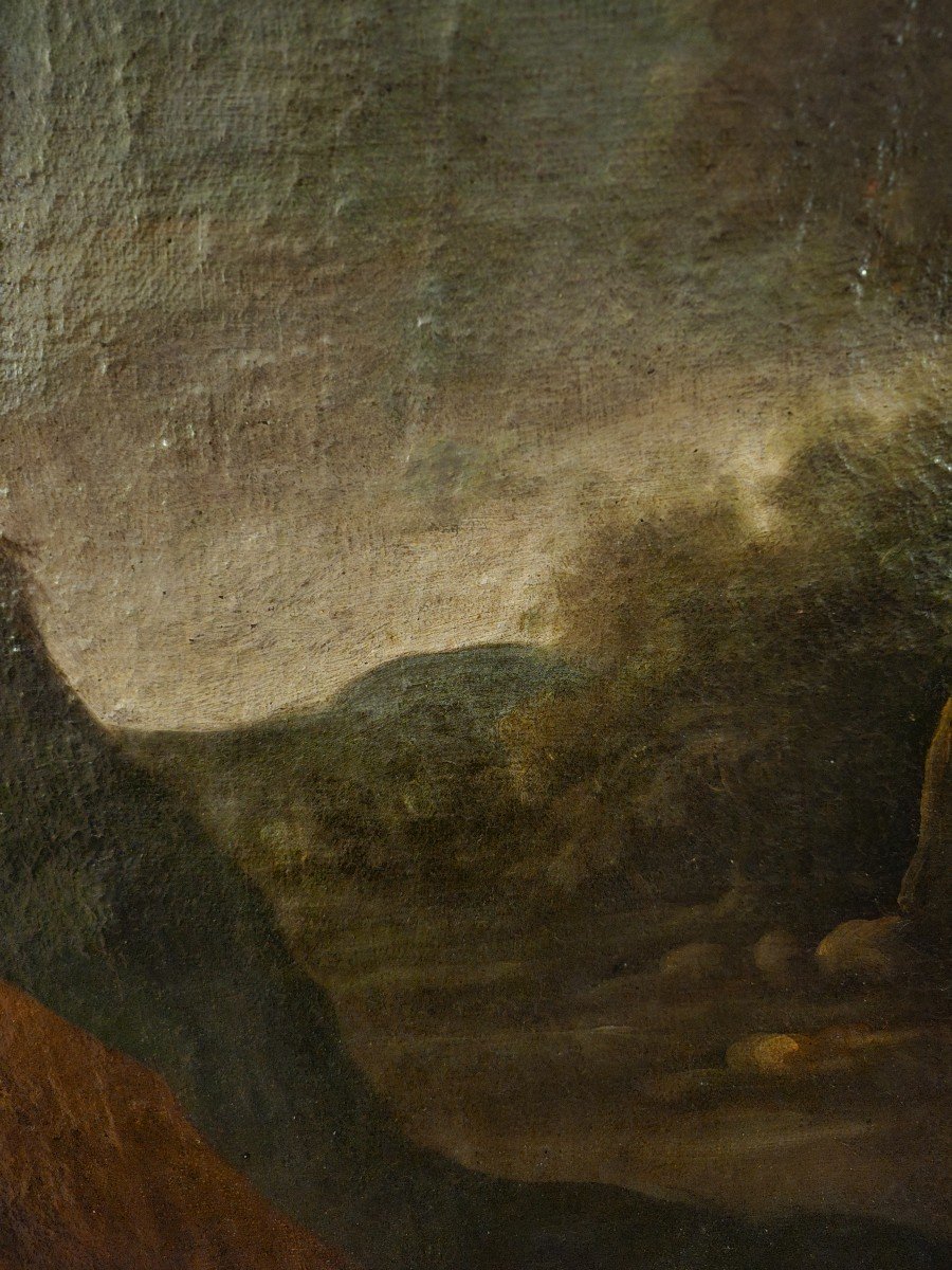 Large Oil On Canvas, St Paul, In A Landscape With His Sword, 17th Century.-photo-1