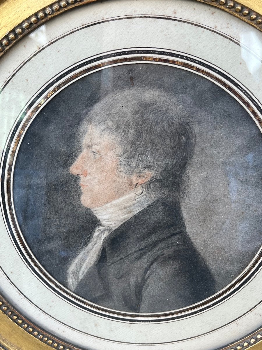 Beautiful Portrait Of A Young Man, In Profile, Late 18th Century -photo-2