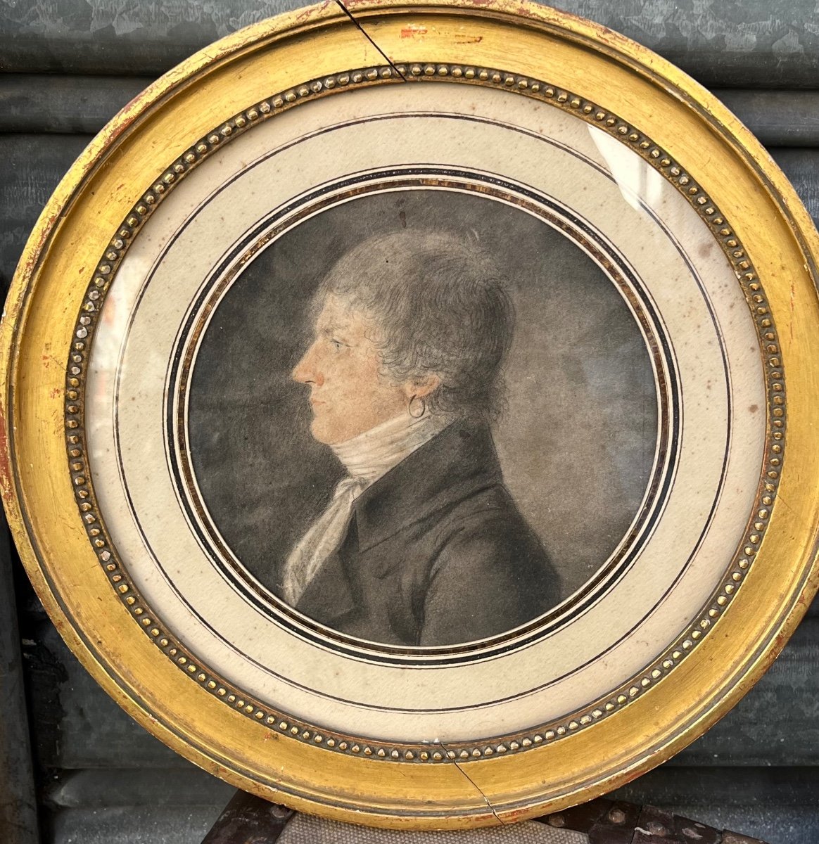 Beautiful Portrait Of A Young Man, In Profile, Late 18th Century 