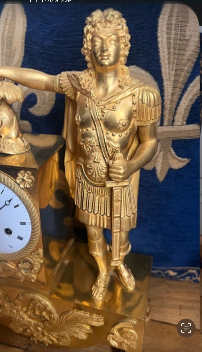 Gilt Bronze Clock, Representing Louis XIV Young In War Chief's Outfit? 19th Century.-photo-2