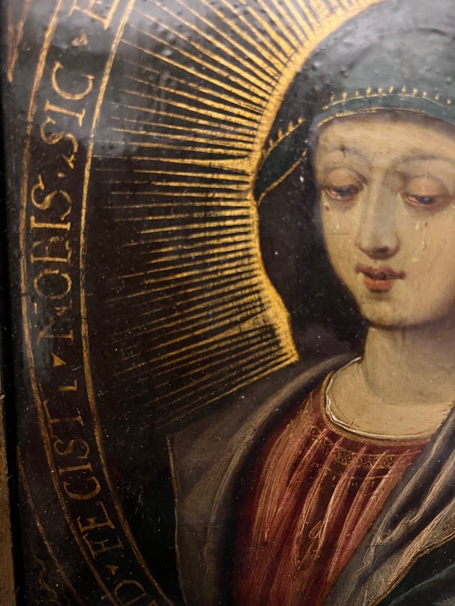 Rare Paire De Peintures Religieuses Sur Cuivre, XVII éme Siècle, Italie.-photo-1