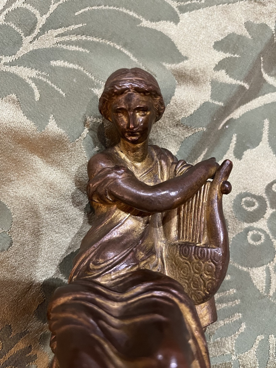 Bronze Statuette Representing A Lute Player, 19th Century -photo-2