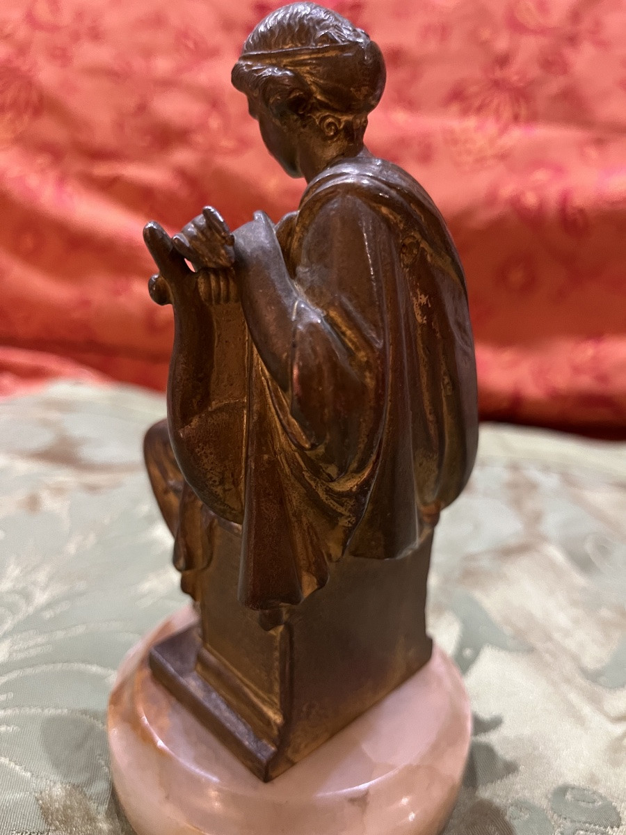 Bronze Statuette Representing A Lute Player, 19th Century -photo-3