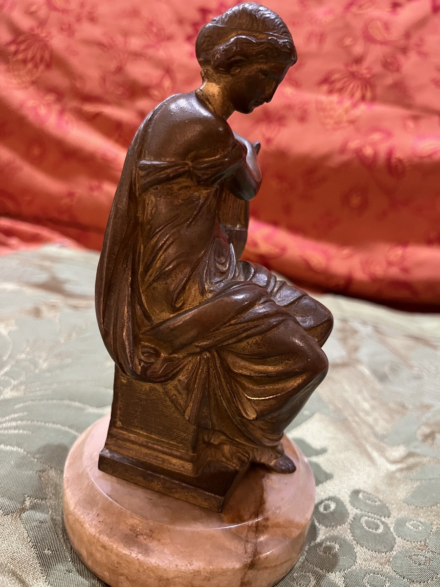 Statuette En Bronze Représentant Une joueuse de luth, XIX éme Siècle -photo-2