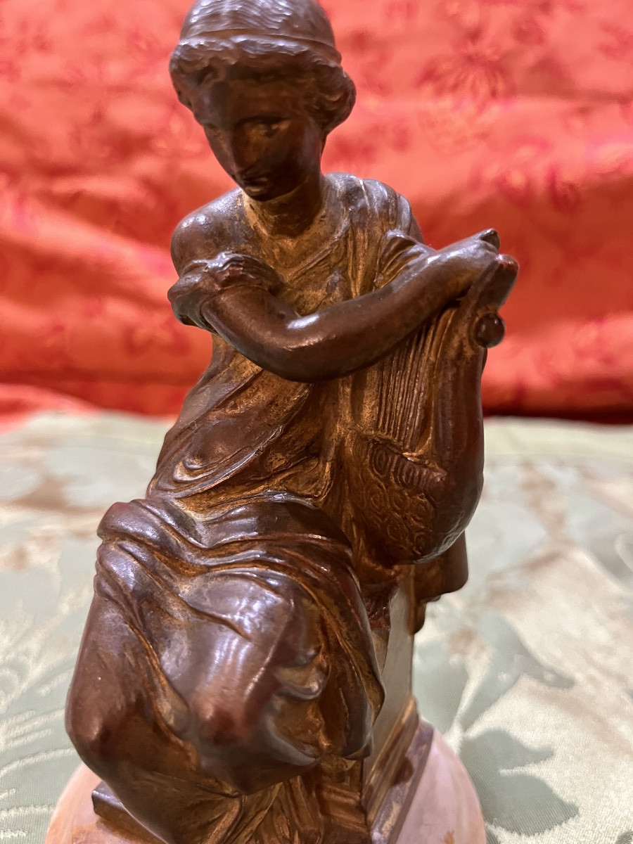 Bronze Statuette Representing A Lute Player, 19th Century -photo-3