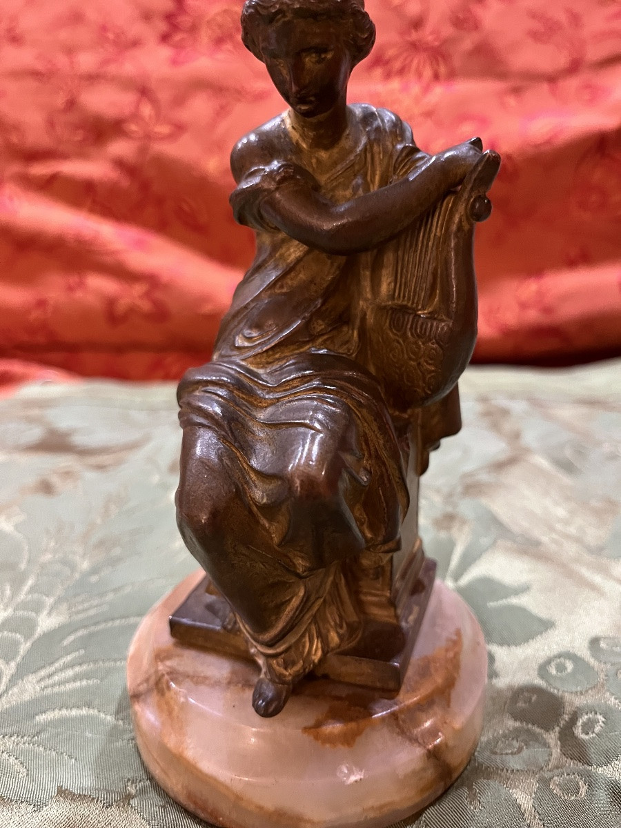 Bronze Statuette Representing A Lute Player, 19th Century -photo-4