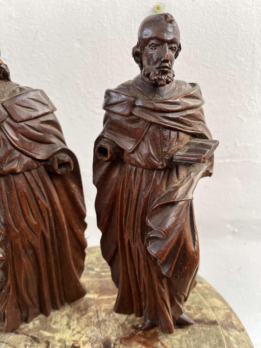 Pair Of Holy Figures, Wood, 17th Century.-photo-7