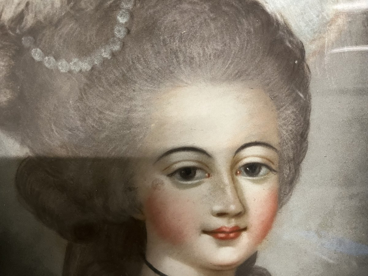 Beautiful Pastel Portrait Of A Young Woman, 18th Century French.-photo-1