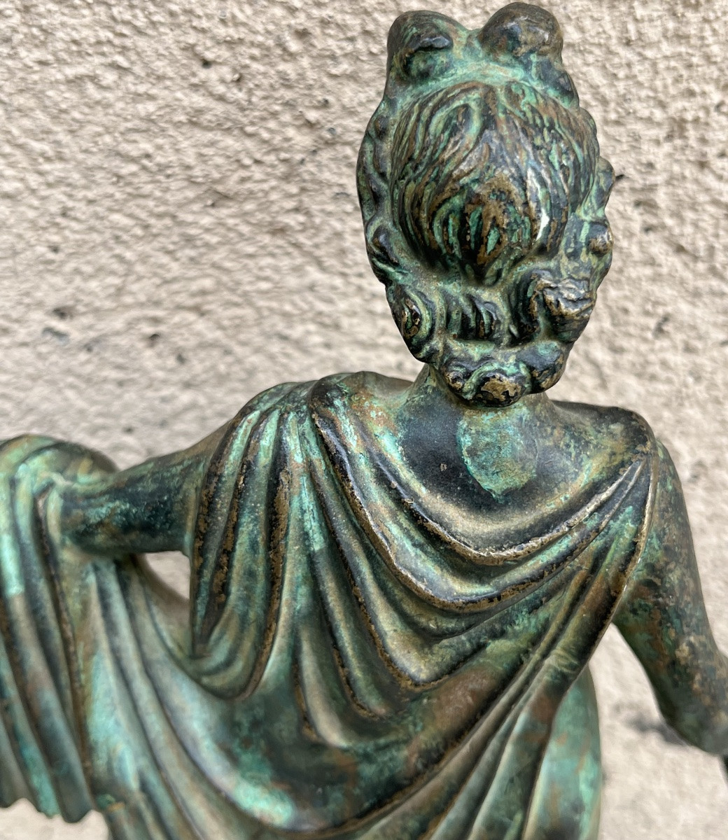 Bronze With Green Patina, Neapolitan, Grand Tour. 19th Century. Apollo Belvedere.-photo-4