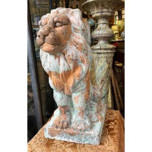 Beautiful Terracotta Lion Statue. Antique. France.