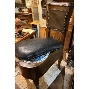 Very Pretty 18th Century Bidet Seat, With Its Original Basin.