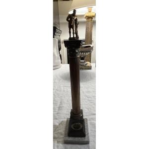 Colonne En Bronze Avec Hercule, XIXeme, Grand Tour , Italie