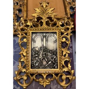 Silver Plate After Moderno, 18th Century Gilded Wood Frame.