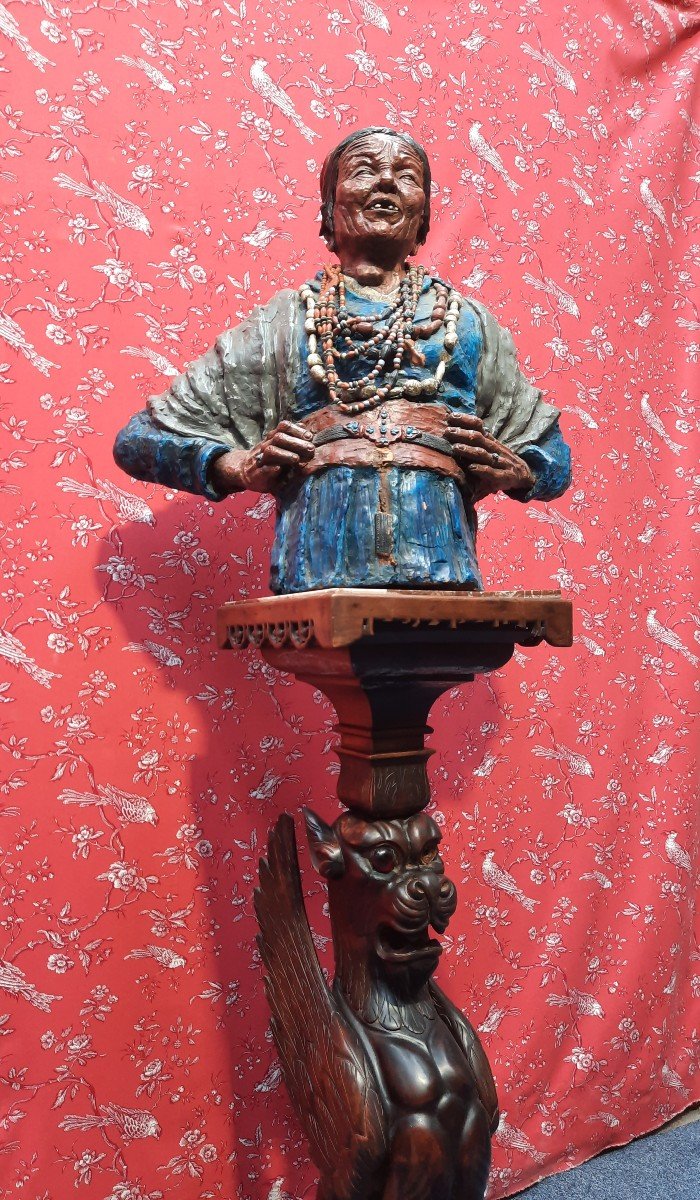 Tibetan Sculpture In Terracotta Twentieth-photo-4