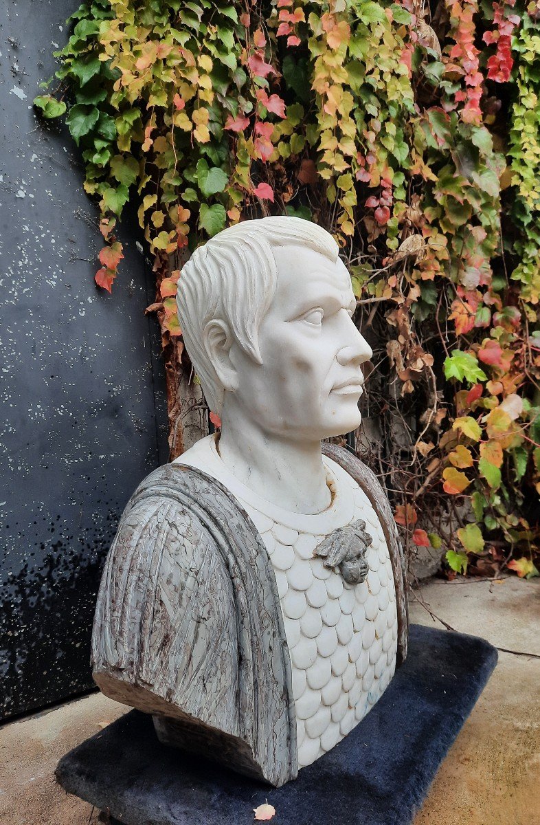 Marble Bust "roman Emperor"-photo-2