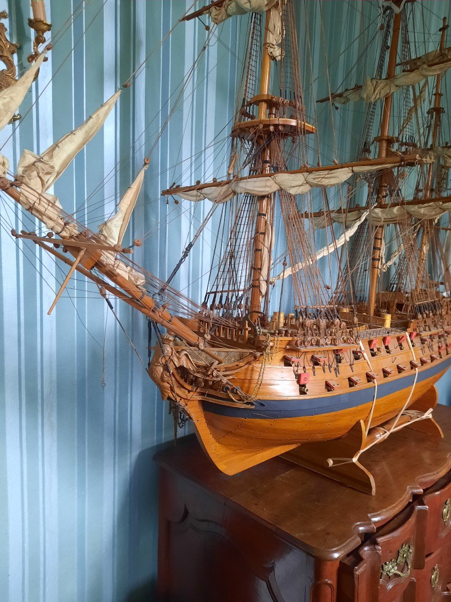 Grande Maquette De Bateau Trois Mâts.-photo-3