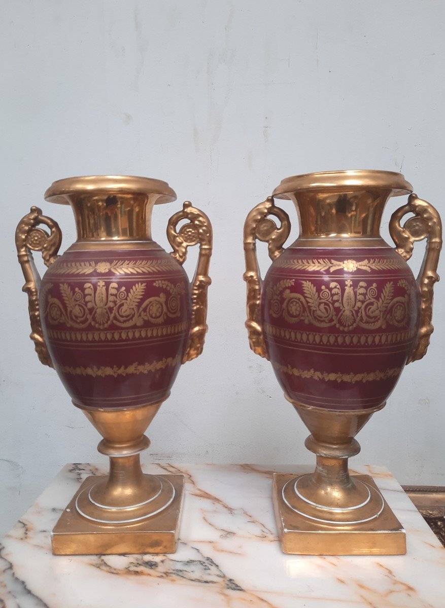 Pair Of 19th Century Empire Vases-photo-1