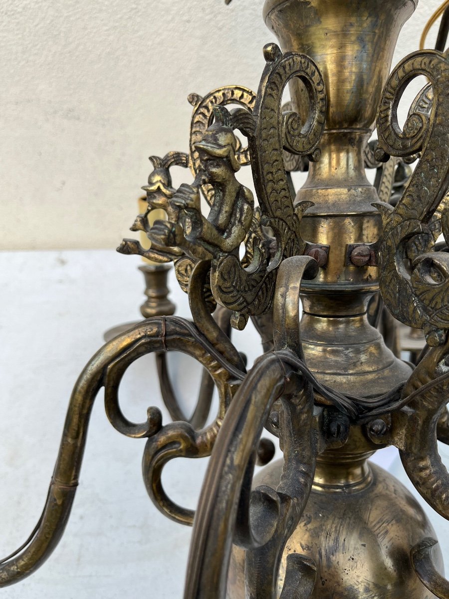 19th Century Dutch Bronze Chandelier-photo-1