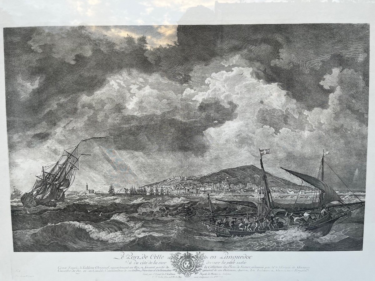 Grande Gravure ‘le Port De Cette En Languedoc’-photo-2