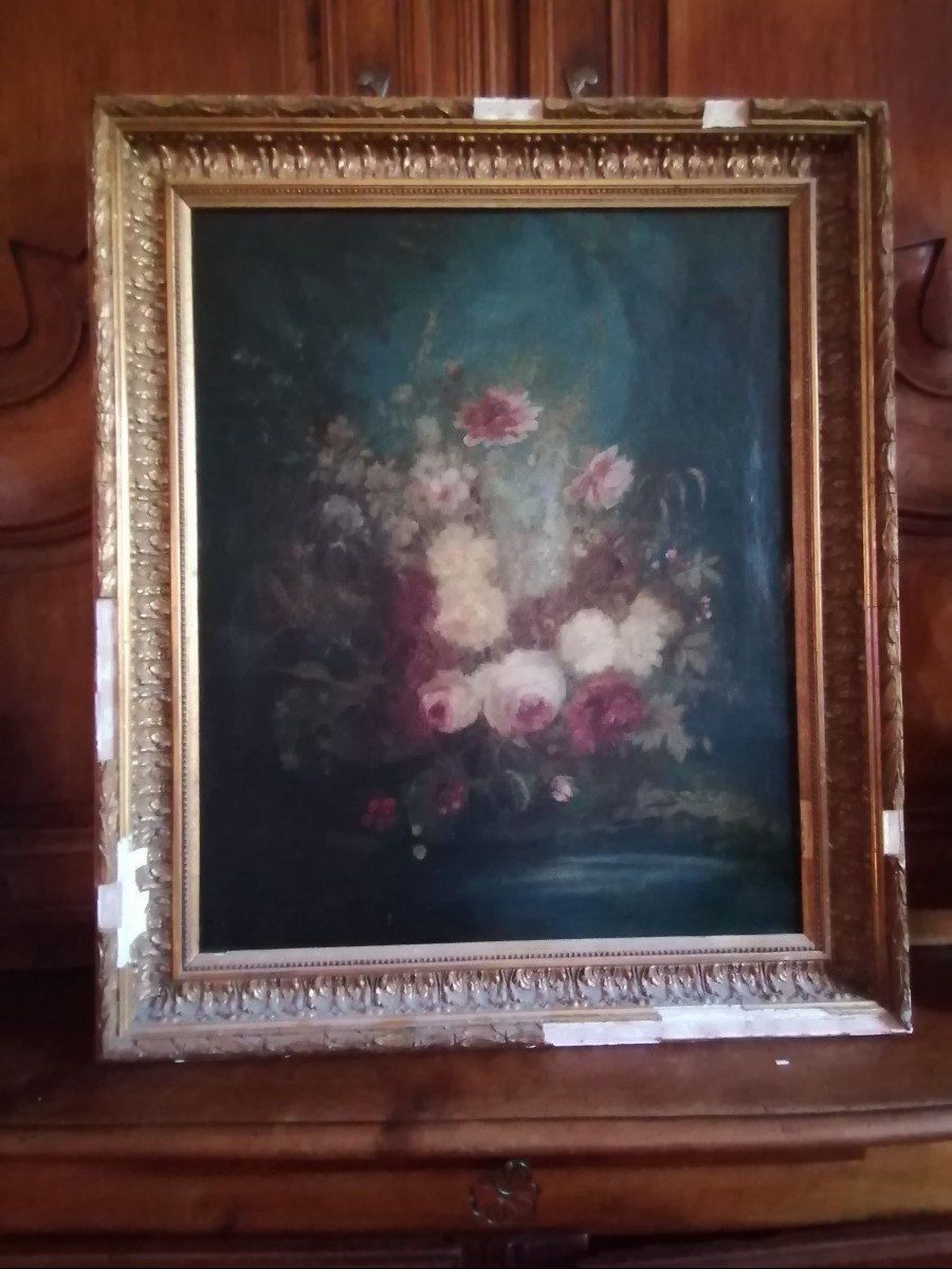 Peinture Bouquet De Fleurs école Française. 