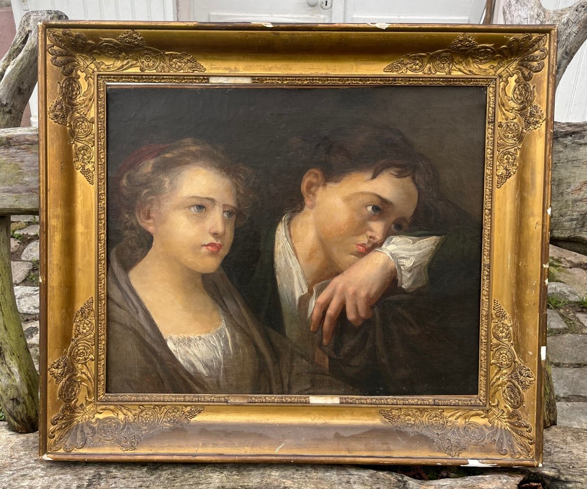 Portrait Of Two Children 19th Century