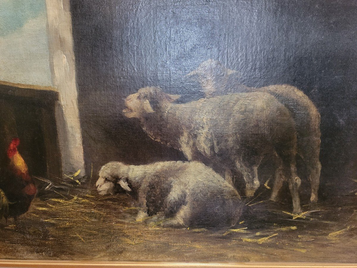 Oil Painting Representing Sheep-photo-2