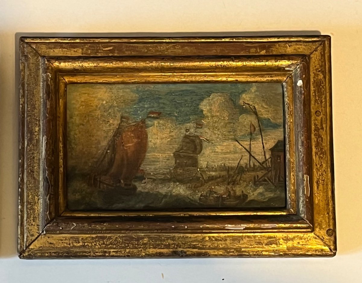 Pair Of 19th Century Marine View Paintings-photo-3