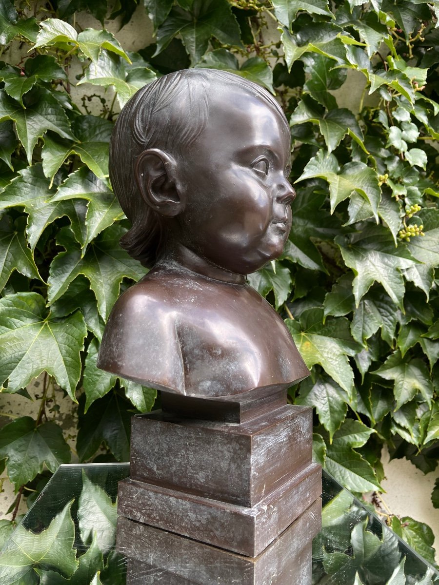 Buste D’un Enfant En Bronze époque XIXème-photo-5