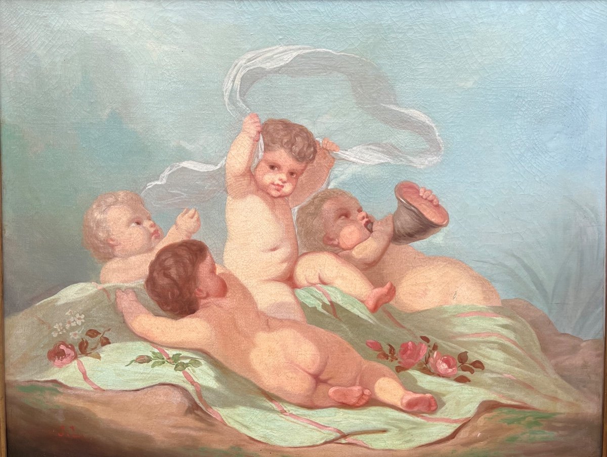 Tableau Aux Putti époque XIXème -photo-2